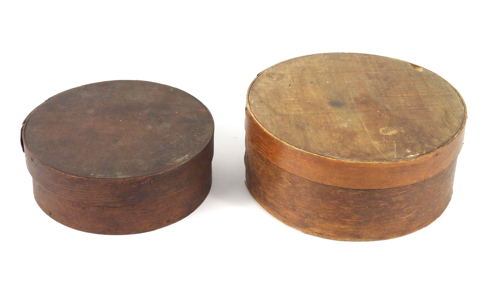 2PC Antique Round Bent Wood Pantry Boxes (1 of 6)