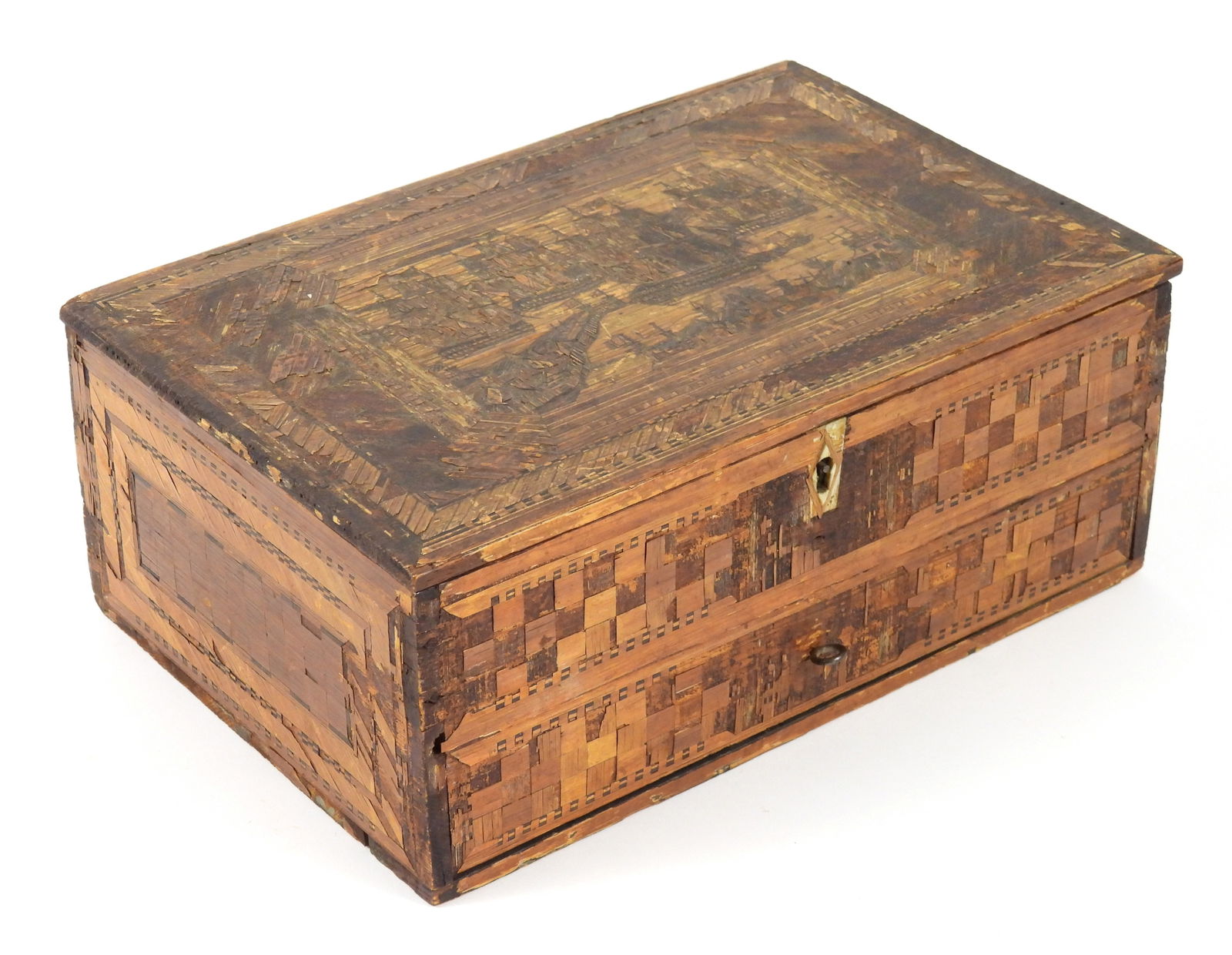 19C Harbor Scene Marquetry Box (1 of 10)