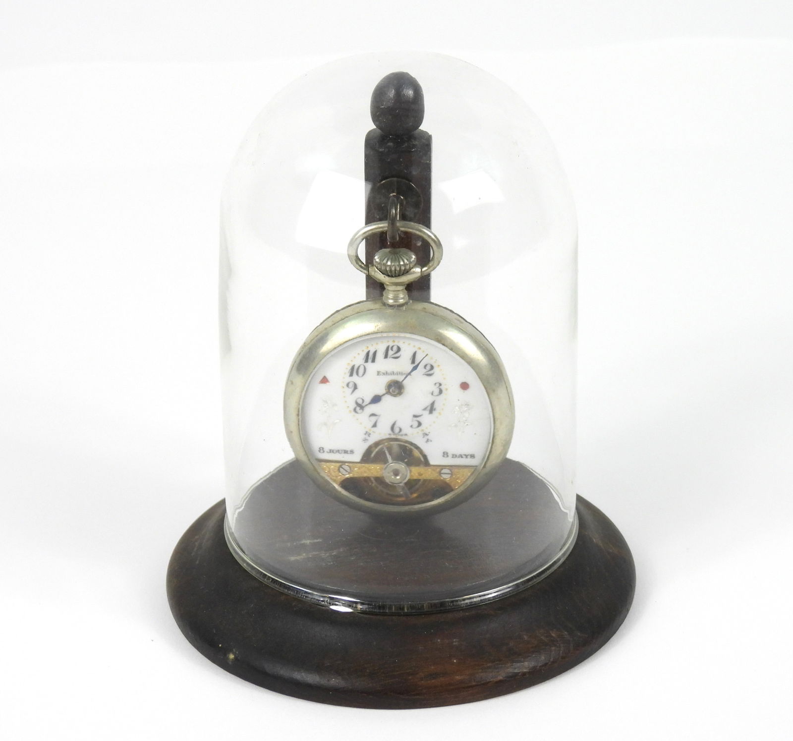 Antique 8 Day Exhibition Pocket Watch w/ Stand (1 of 4)