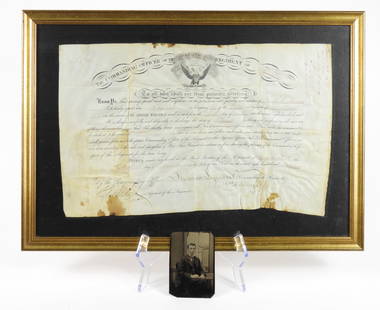 Civil War 1861 5th Artillery Commission: United States, Circa 1861. Promoting Phillip George Marsh of Connecticut as Sergeant of Company F in the fifth regiment of artillery December 10th 1861. Signed by Major General Truman Seymour, a caree