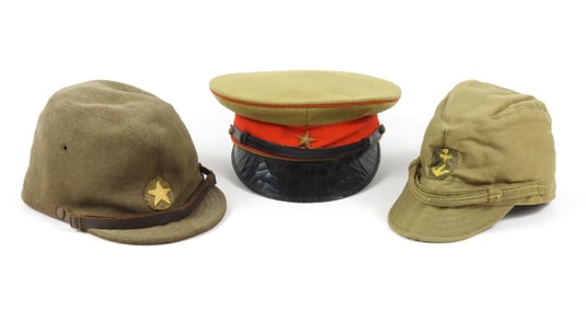 Three WWII Imperial Japanese Caps
