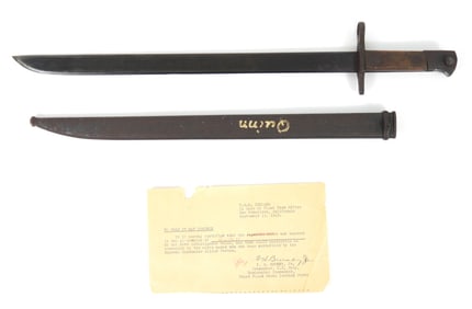 WWII Japanese Bring Back Bayonet W-Paperwork