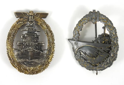 2PC WWII German Kreigsmarine Badges