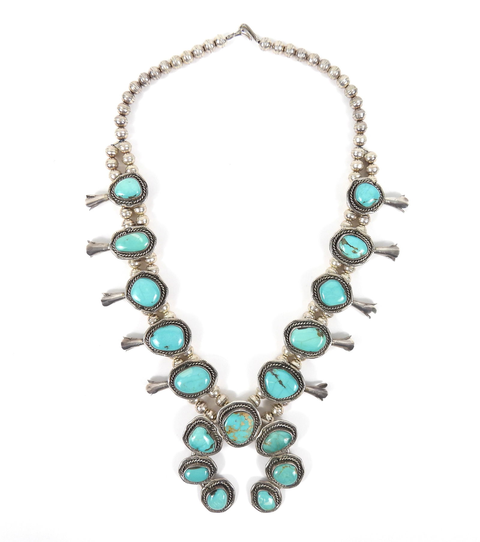 Vintage Sterling Silver Squash Blossom Necklace