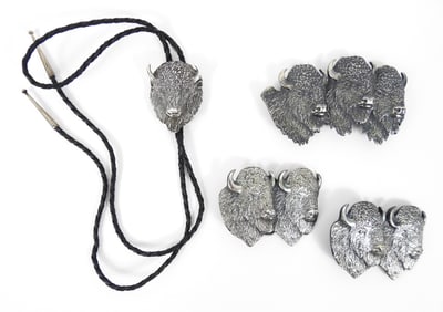4PC Arnold Goldstein Belt Buckles & Bolo Tie