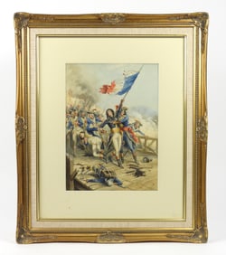 John C. Frank French Battle WC Painting