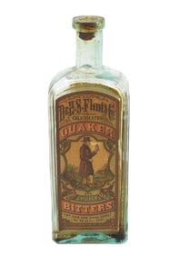 Dr. H.S. Flints & Co Quaker Bitters Labeled Bottle
