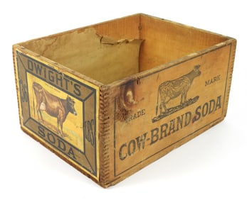 Dwight's Cow Brand Soda Labeled Crate
