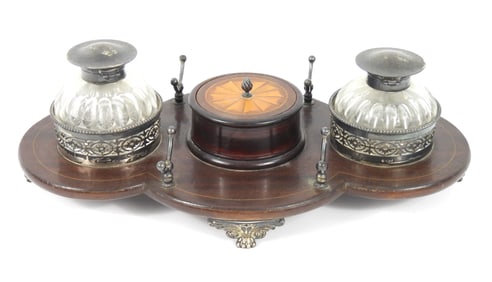 Goodnow & Jenks Sterling & Wood Desk Set