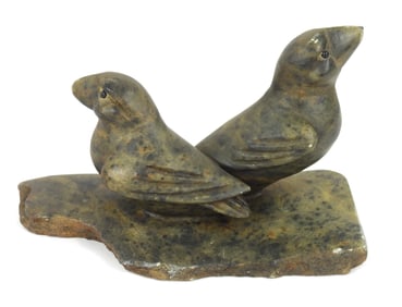 Gene Drake Soapstone Puffins Sculpture