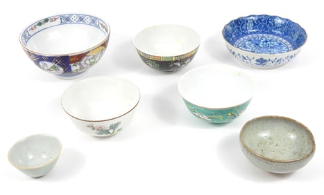 7PC Chinese Japanese Porcelain Bowls & Cups