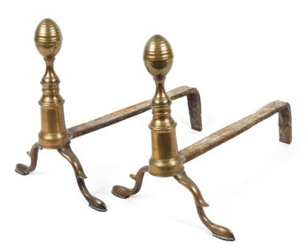 PR Federal Style Brass Andirons