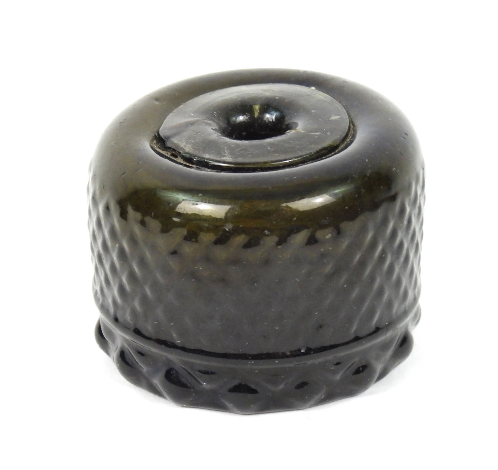 19C Glass Blown Molded Inkwell (1 of 4)