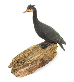 Stan Sparre Carved Wood Cormorant Sculpture