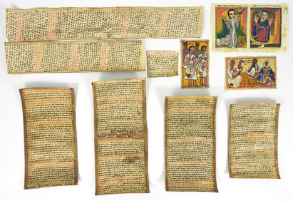 10PC Ethiopian Scroll & Painting Fragments