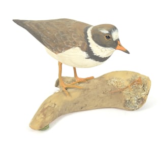 Jim Woodworth Carved Wood Plover Sculpture
