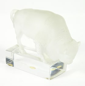 Lalique Frosted Bison Glass Sculpture