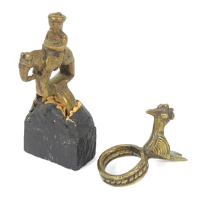 2PC African Bronze Figural Rings