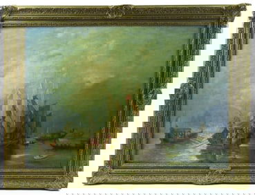 Aft. Jan Van de Cappelle Venetian Harbor Painting