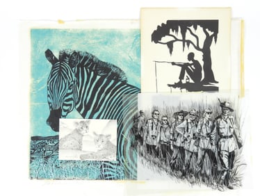 4PC Americana & African Subject Prints