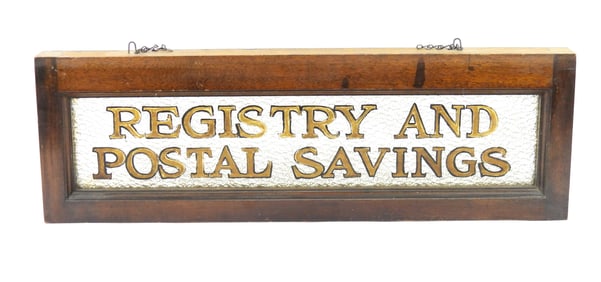 Registry & Postal Saving Painted Glass Sign