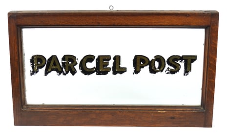 Postal Office Parcel Post Painted Glass Sign