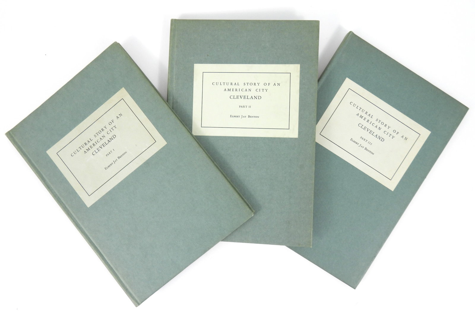 Elbert Jay Benton Cleveland Volumes I-III: United States, 1943-1946, Print on paper. "Cultural Story of an American City Cleveland" parts I-III by Elbert Jay Benton. Part III of the series is signed by Elbert Benton in black ink.