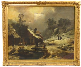 Attr. Charles L. Cardon Winter Landscape Painting