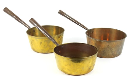 3PC 19C Graduate Brass & Copper Pans