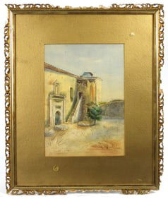 J. Russell California Mission Revival WC Painting