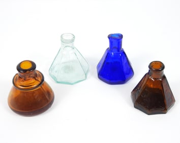 4PC Antique Glass Ink Wells