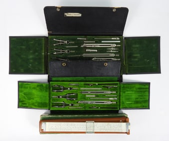 3PC German & American Drafting Sets & Slide Rule