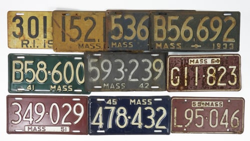 Grouping Of Metal Antique License Plates