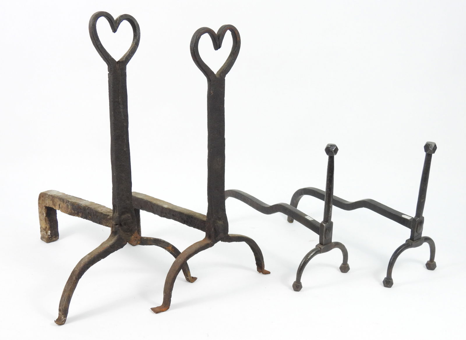 2PR 19C Wrought Iron Andirons (1 of 7)