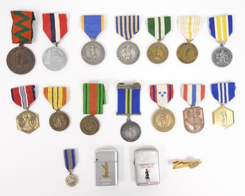 18PC Army National Guard Medals & Lighters