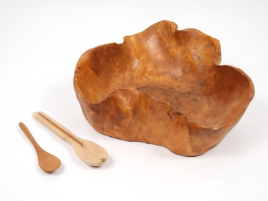 3PC Live Edge Wood Bowl & Spoons