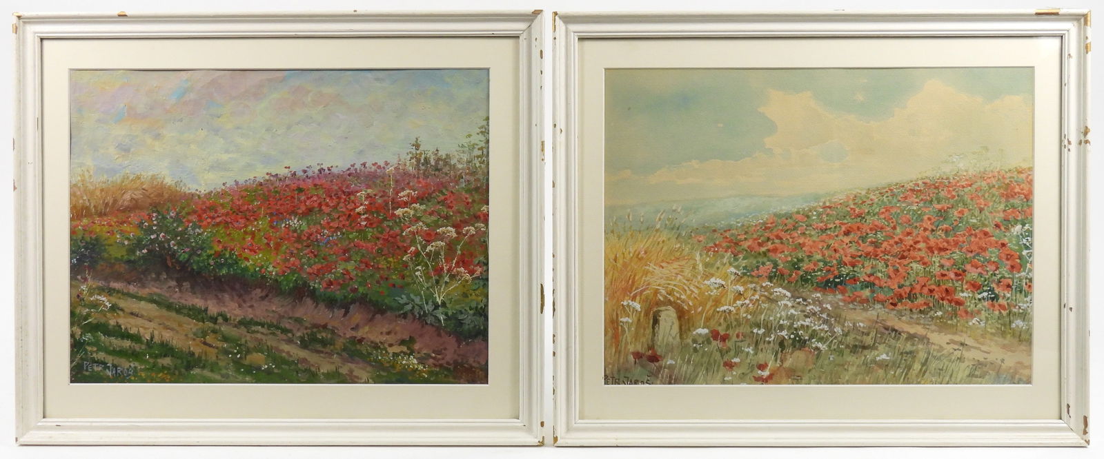 2PC Petr Jaros Flower Field WC & O/B Paintings (1 of 11)