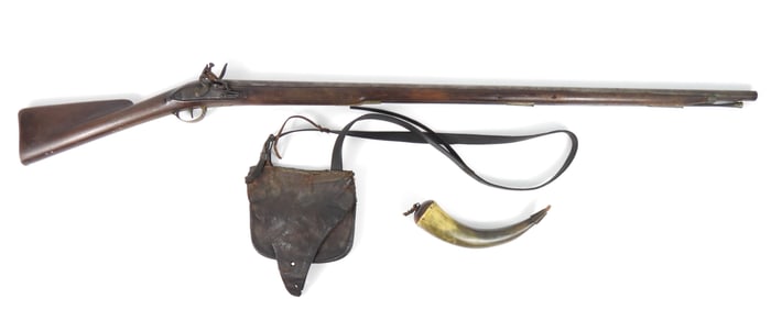 Massachusetts Militia Musket, Horn, and Shot Pouch