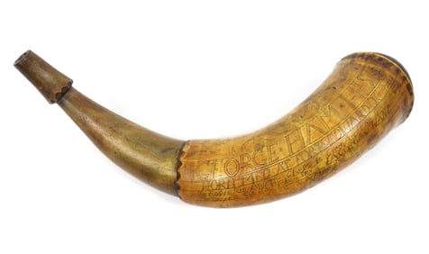Jacob Gay Carved 1758 Powder Horn of George Ham