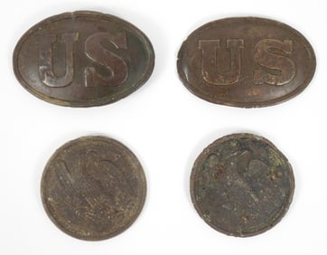 Four Dug Civil War-era Breast and Belt Plates
