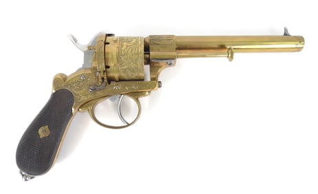 Belgian Engraved Lefaucheux Pinfire Revolver