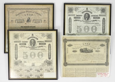 Group of Confederate War Loans/Bonds