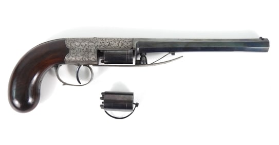 J.J. Herman Brevete Percussion Pistol & Cylinder