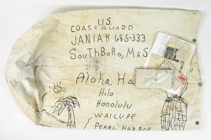 WWII I'D Coast Guard Sailor Duffel Bag & Letters