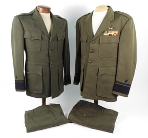 Two Rear Admiral Aviator's Green Dress Tunics