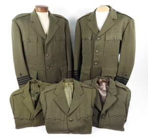 Five WWII USN and CG Green Officer's Dress Tunics