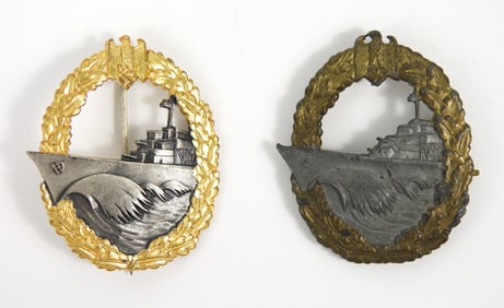 Two WWII German Kreigsmarine Destroyer Badges