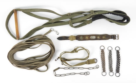 Group of WWII War Dog Leashes and Collars