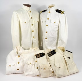 Six US Navy Summer White Officer's Uniforms