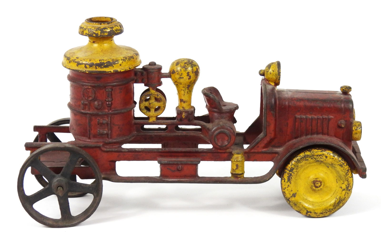 Vintage Red Cast Iron Pump Firetruck - 4